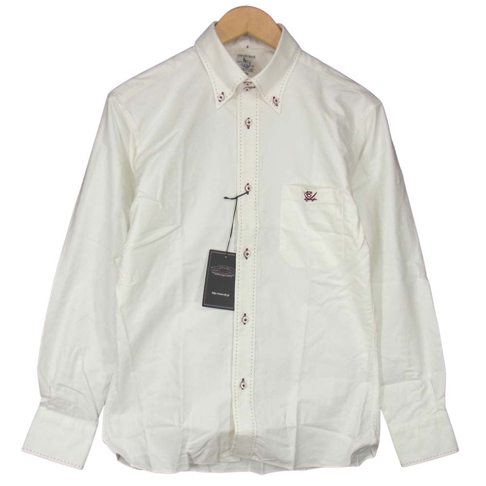 R.J.B アールジェイビー ボタン ダウン シャツ ホワイト系 38【新古品】【未使用】【中古】