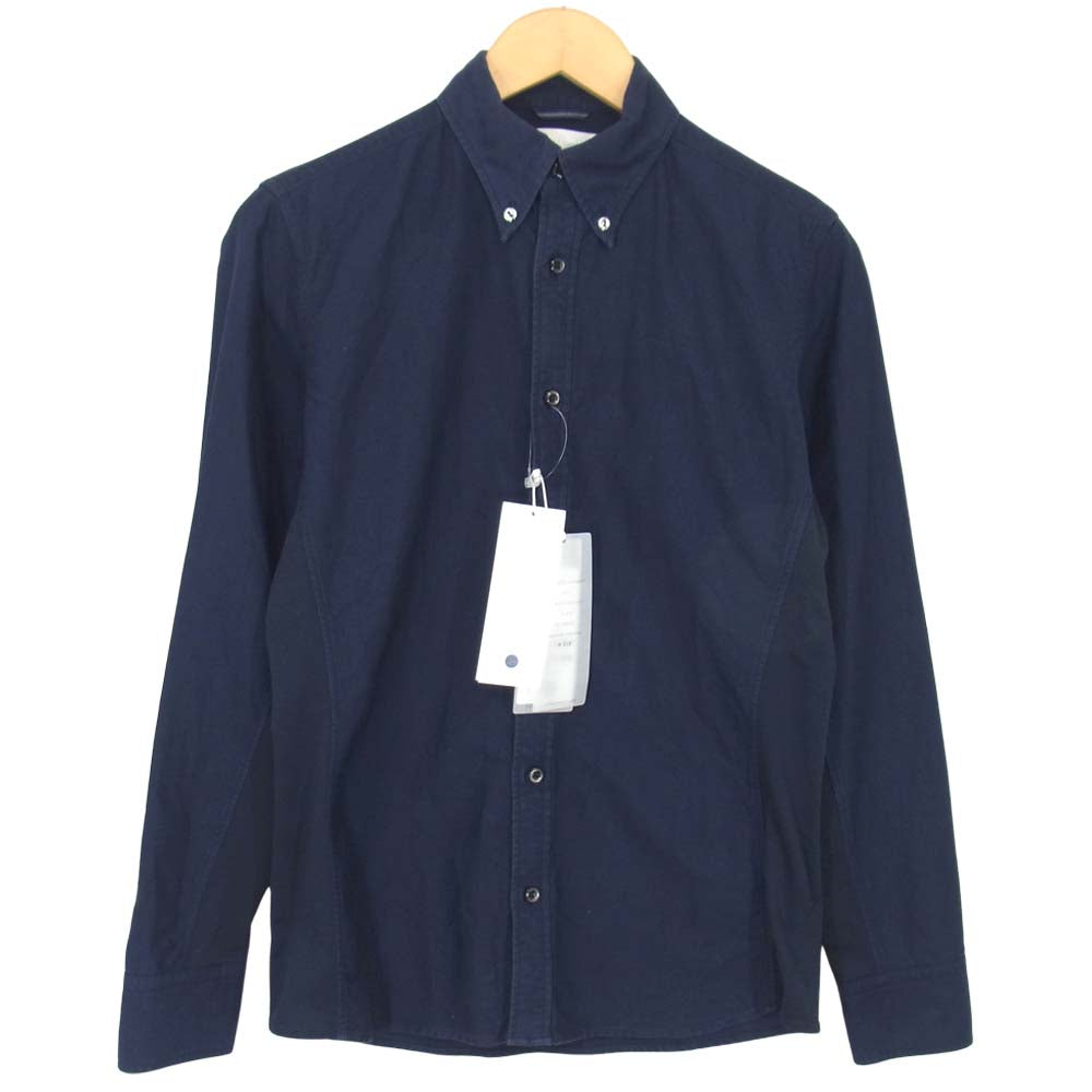 junhashimoto ジュンハシモト 1060000003 SIDE JERSEY SHORT BD SHIRT サイド ジャージ ショート ボタンダウン シャツ ネイビー系 2【中古】