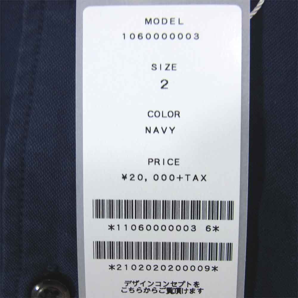 junhashimoto ジュンハシモト 1060000003 SIDE JERSEY SHORT BD SHIRT サイド ジャージ ショート ボタンダウン シャツ ネイビー系 2【中古】