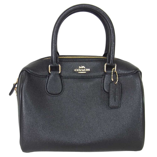 COACH コーチ F32202 ミニ サッチェル ショルダー バッグ ブラック系【中古】