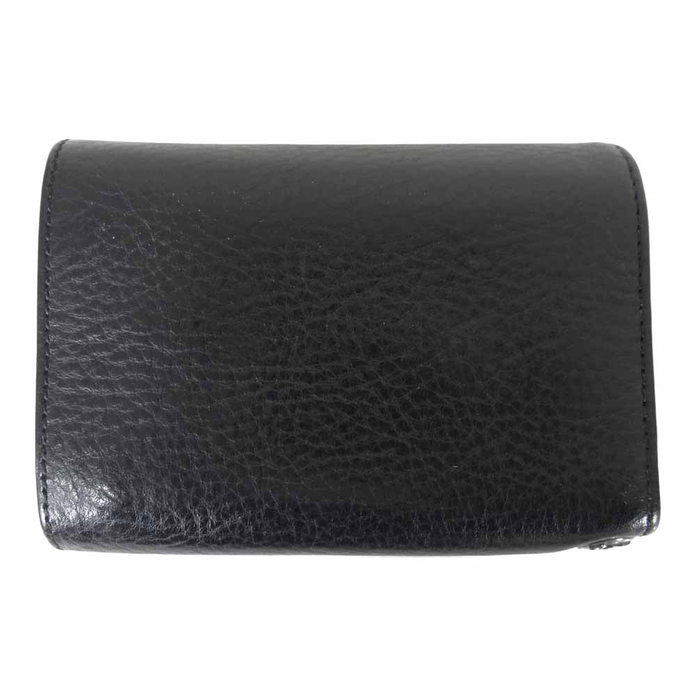 CHROME HEARTS クロムハーツ（原本有） 3FOLD 3フォールド フレアボタン レザー ウォレット ブラック系【中古】