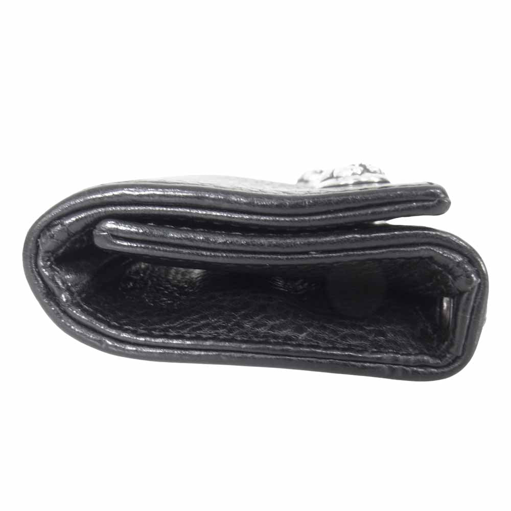 CHROME HEARTS クロムハーツ（原本有） 3FOLD 3フォールド フレアボタン レザー ウォレット ブラック系【中古】