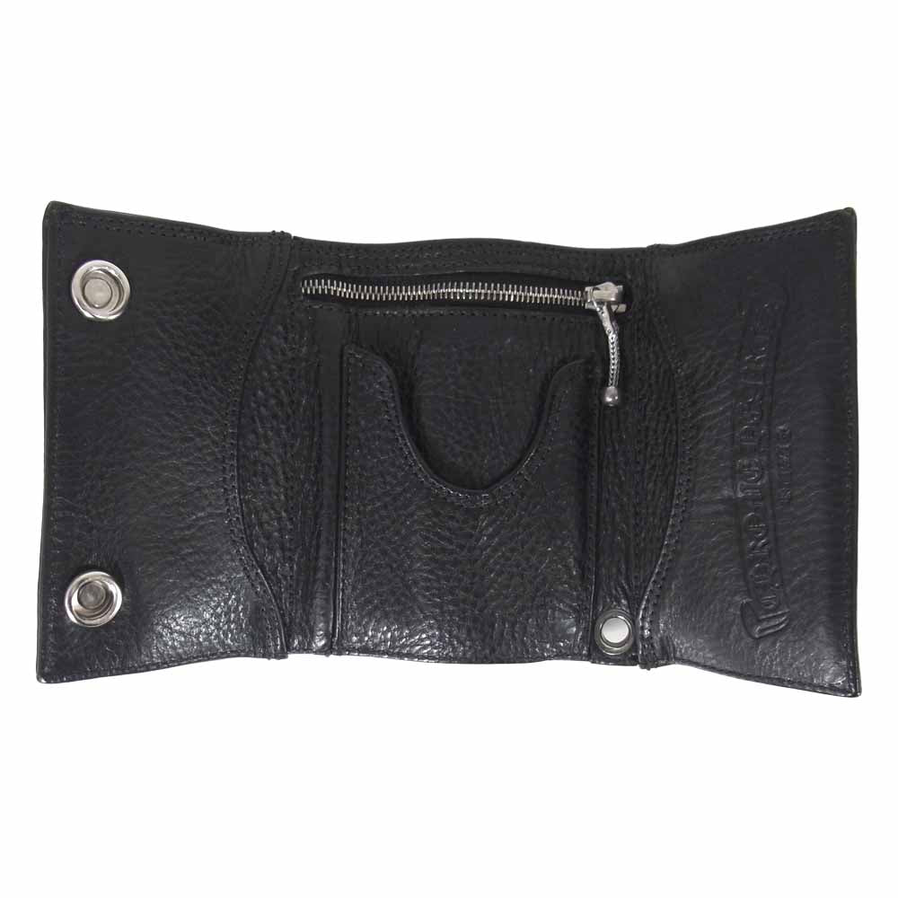 CHROME HEARTS クロムハーツ（原本有） 3FOLD 3フォールド フレアボタン レザー ウォレット ブラック系【中古】
