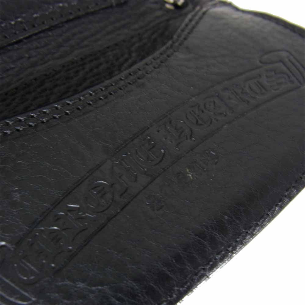 CHROME HEARTS クロムハーツ（原本有） 3FOLD 3フォールド フレアボタン レザー ウォレット ブラック系【中古】