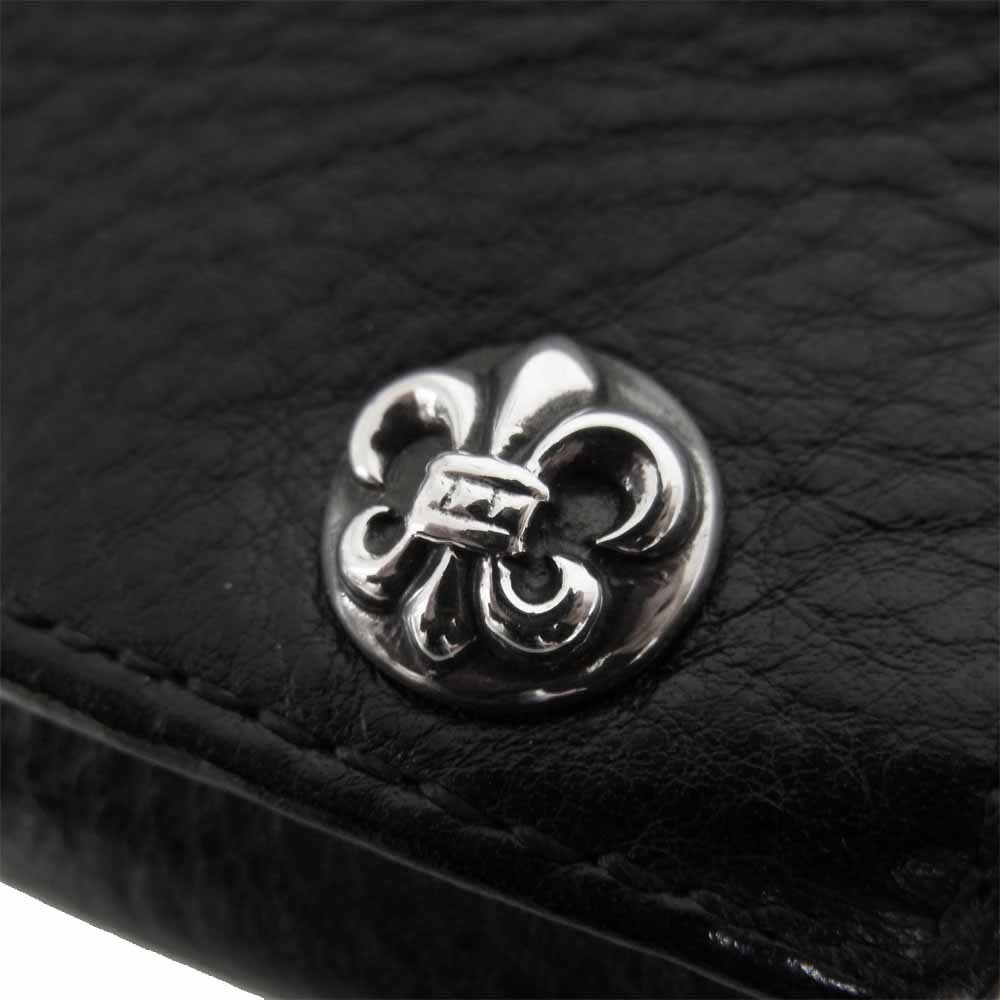 CHROME HEARTS クロムハーツ（原本有） 3FOLD 3フォールド フレアボタン レザー ウォレット ブラック系【中古】