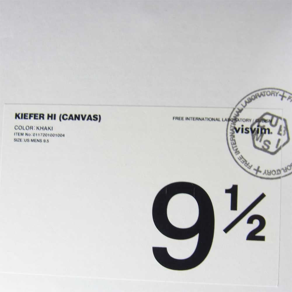 VISVIM ビズビム 0117201001004 17AW KIEFER HI CANVAS キャンバス ハイカット スニーカー カーキ系 9 2/1【中古】