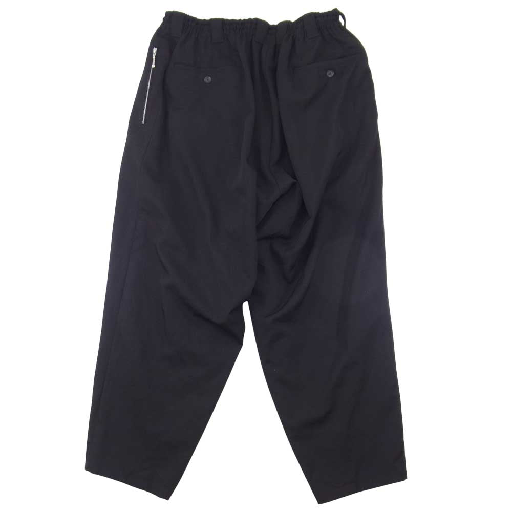 Yohji Yamamoto ヨウジヤマモト POUR HOMME プールオム HW-P97-100  18SS Ball Fastener Pants ボールファスナー シワギャバ ウールギャバジン テーパードパンツ ブラック系 3【中古】