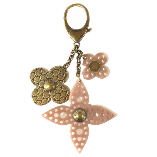 LOUIS VUITTON ルイ・ヴィトン M65851 ビジューサック ロック フラワー キーホルダー キーチャーム キーリング ピンクブラウン系【極上美品】【中古】