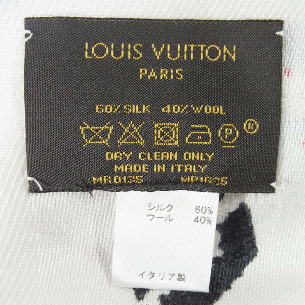 LOUIS VUITTON ルイ・ヴィトン MP1625  モノグラム グラフィック シルク ウール ショール ストール ホワイト系【新古品】【未使用】【中古】