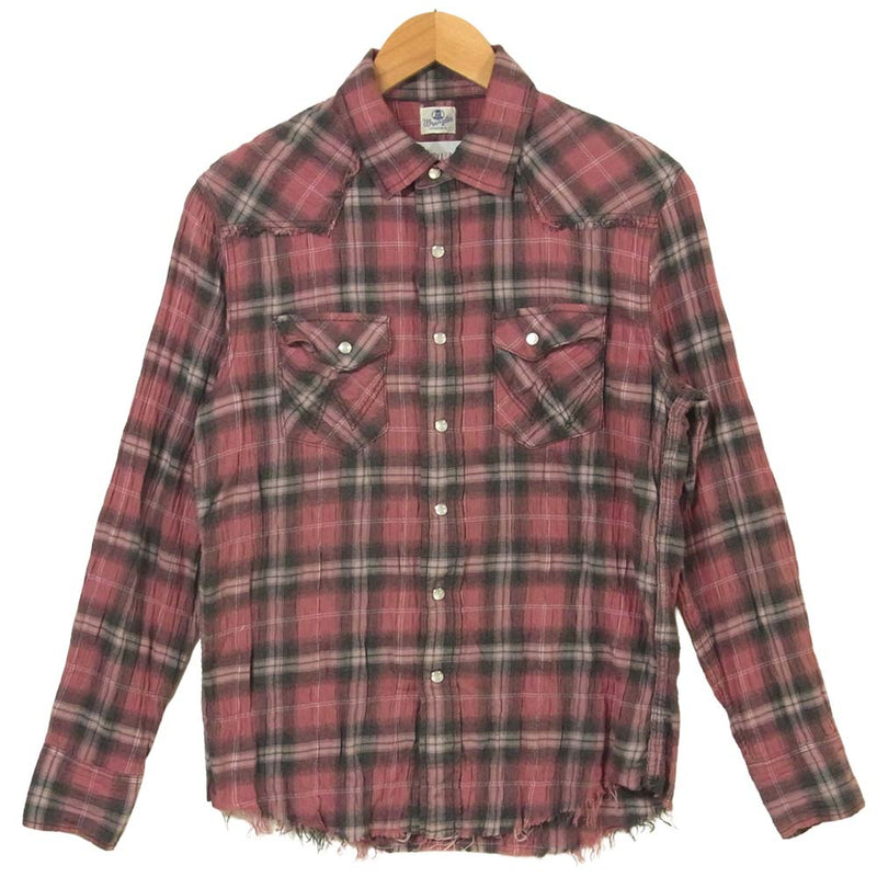 Wrangler ラングラー WS9119 ROYAL PALM 別注 OMBRE CHECK WESTERN SHIRTS オンブレ チェック ウエスタン シャツ ピンク系 S【中古】