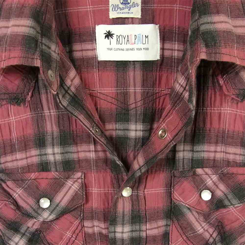 Wrangler ラングラー WS9119 ROYAL PALM 別注 OMBRE CHECK WESTERN SHIRTS オンブレ チェック ウエスタン シャツ ピンク系 S【中古】