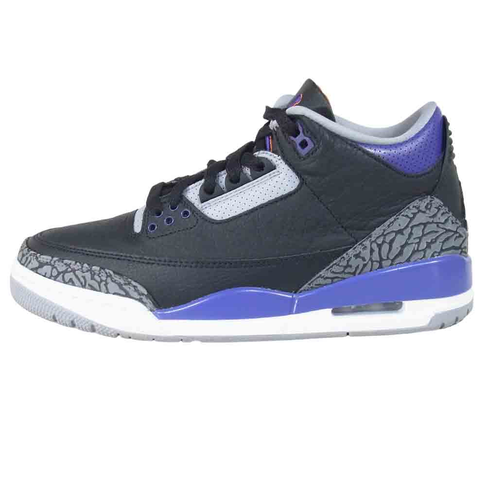 NIKE ナイキ CT8532-050 AIR JORDAN 3 RETRO エアジョーダン スリー スニーカー black/Courtpurple-Cementgrey US8【美品】【中古】