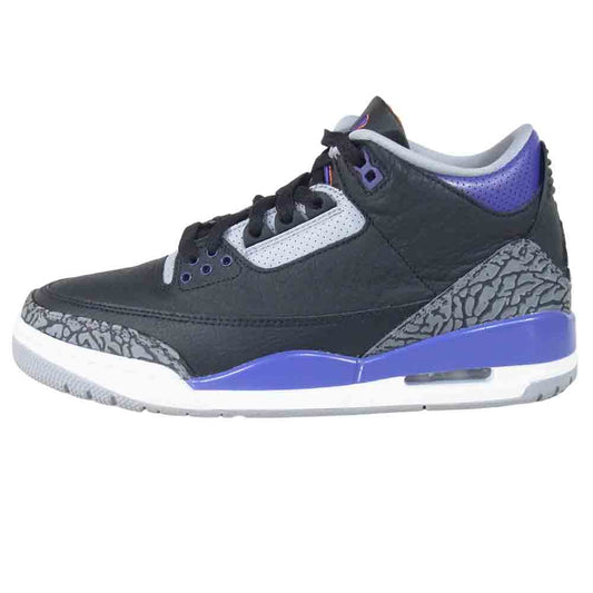 NIKE ナイキ CT8532-050 AIR JORDAN 3 RETRO エアジョーダン スリー スニーカー black/Courtpurple-Cementgrey US8【美品】【中古】