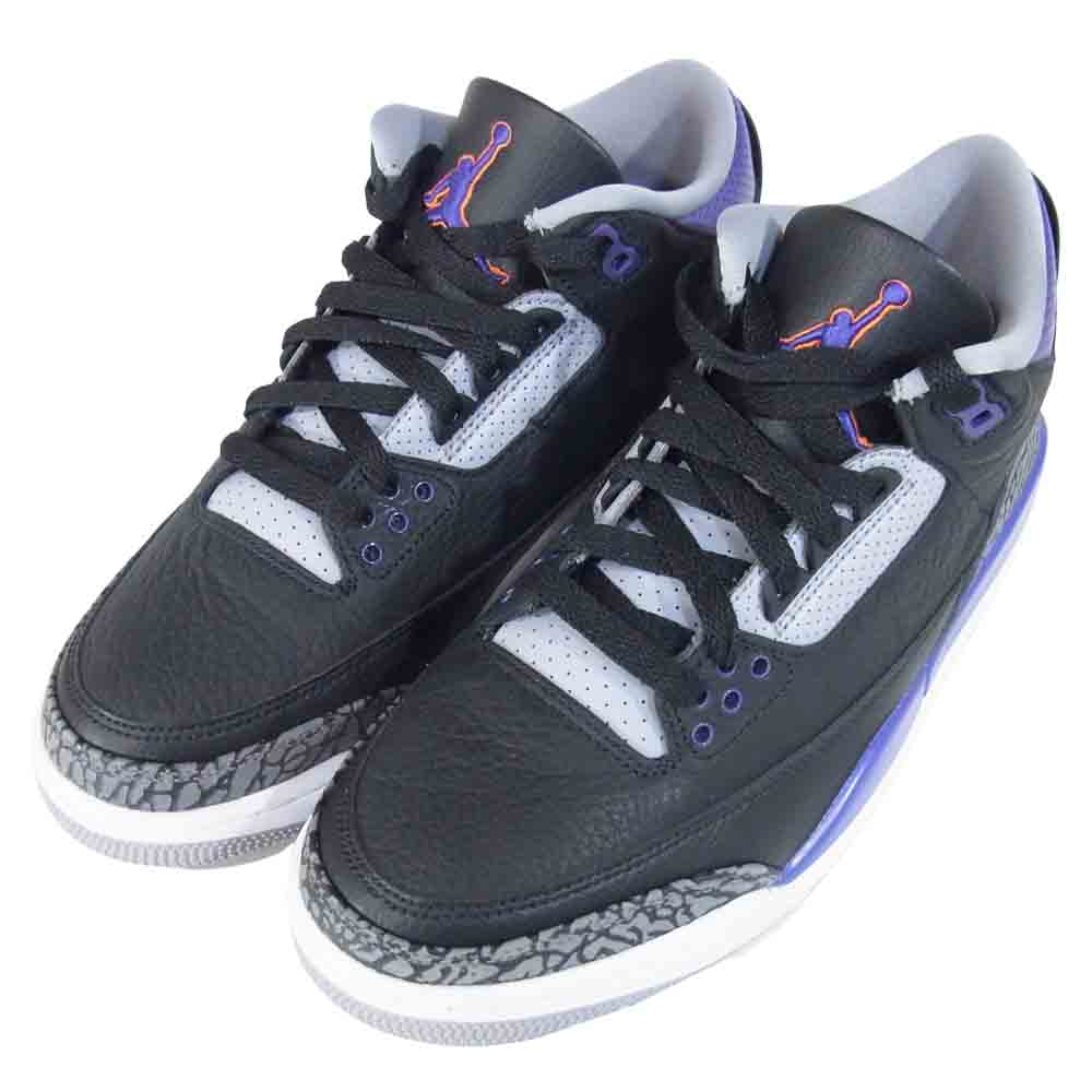 NIKE ナイキ CT8532-050 AIR JORDAN 3 RETRO エアジョーダン スリー スニーカー black/Courtpurple-Cementgrey US8【美品】【中古】