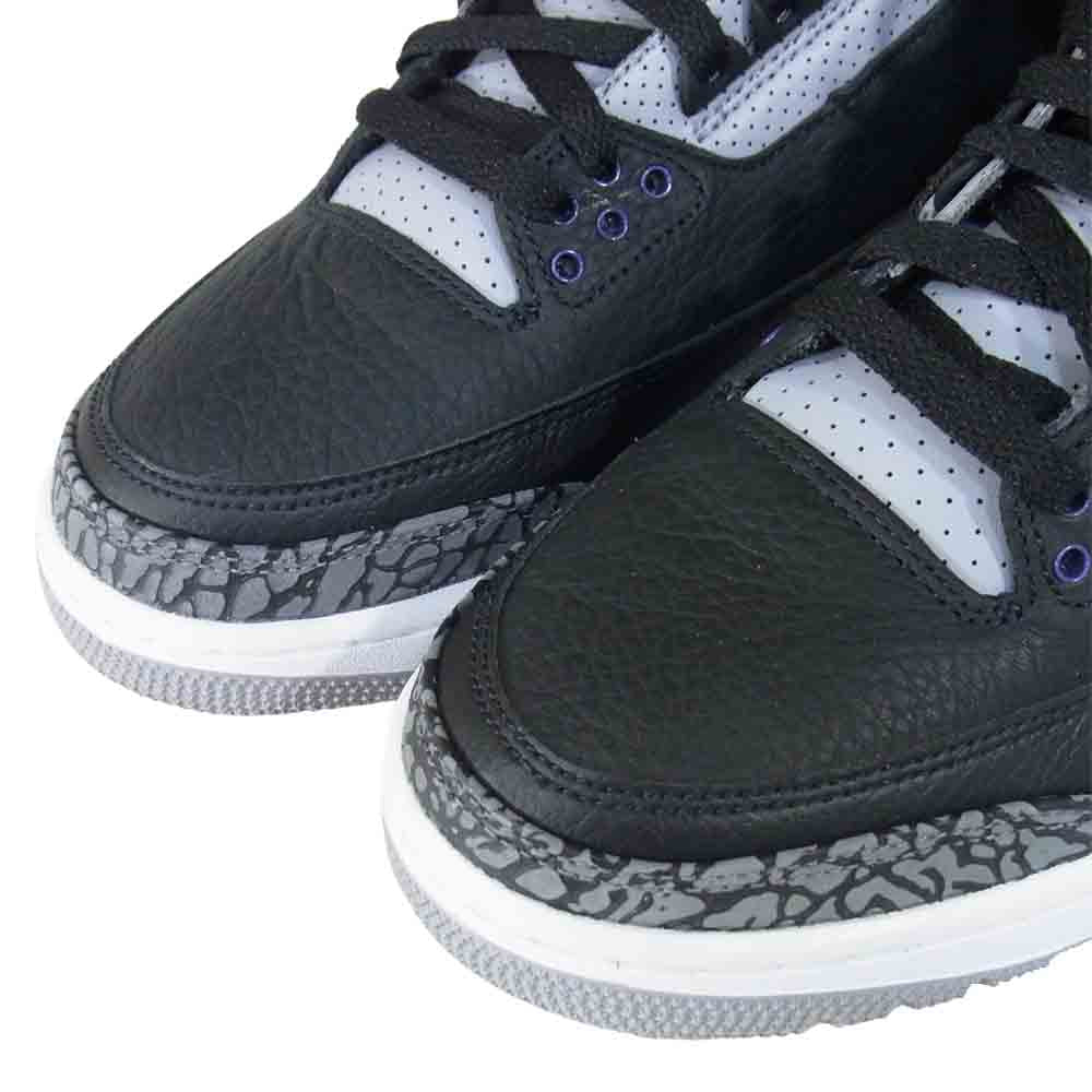 NIKE ナイキ CT8532-050 AIR JORDAN 3 RETRO エアジョーダン スリー スニーカー black/Courtpurple-Cementgrey US8【美品】【中古】