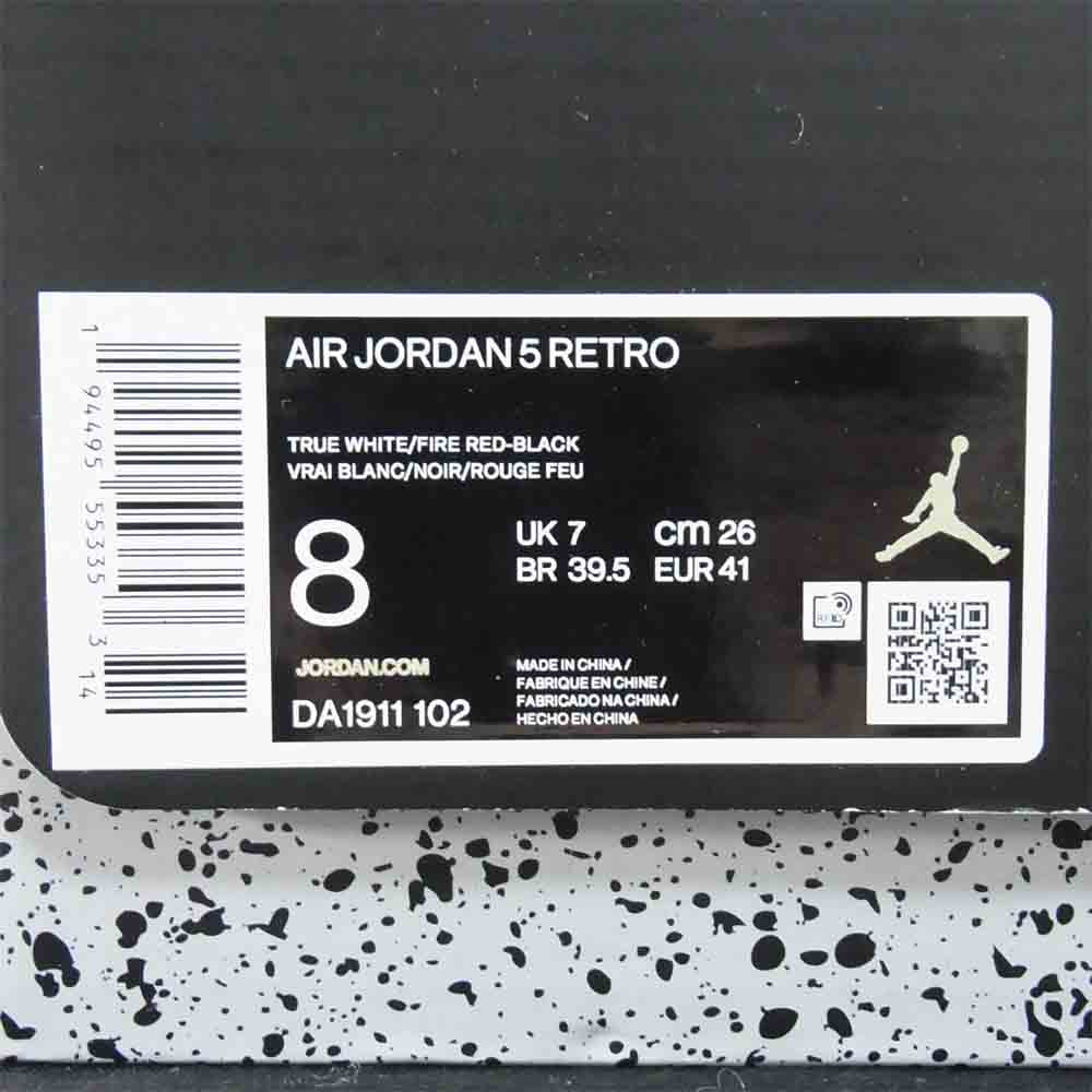 NIKE ナイキ DA1911-102 AIR JORDAN 5 RETRO FIRE RED エアジョーダン ファイブ レトロ ファイヤーレッド ホワイト系 US8【美品】【中古】