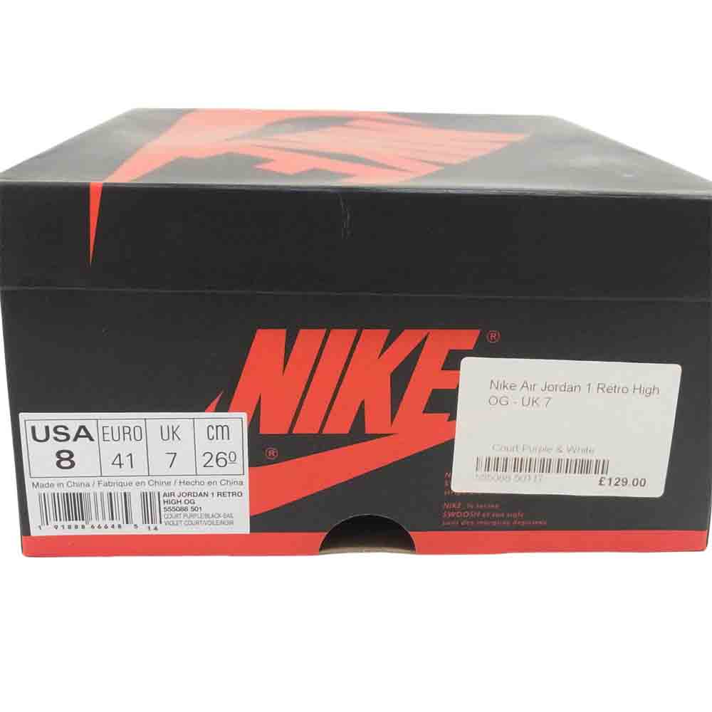 NIKE ナイキ 555088 501 AIR JORDAN 1 RETRO HIGH OG スニーカー court purple/black-sail US8【美品】【中古】