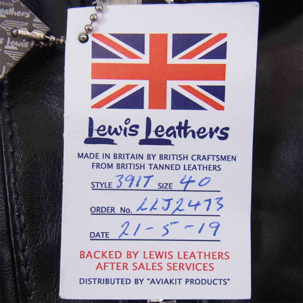 Lewis Leathers ルイスレザー 391T 国内正規品 Lightning ライトニング タイトフィット ホースハイド レザー ダブルライダース ジャケット ブラック系 40【新古品】【未使用】【中古】