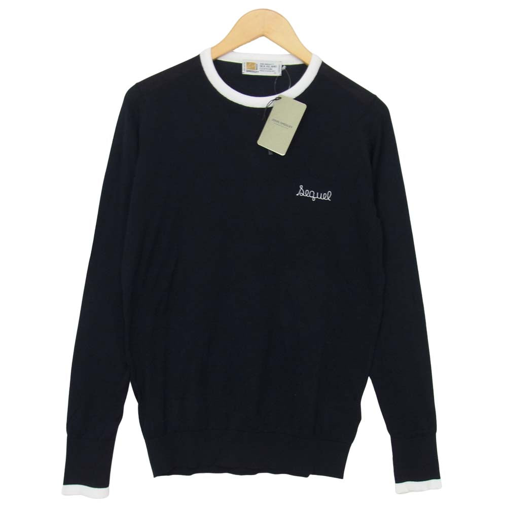FRAGMENT DESIGN フラグメントデザイン x SEQUEL シークエル x JOHN SMEDLEY ジョンスメドレー FRGMT JS LH -S クルーネック ニット ネイビー ネイビー系 S【新古品】【未使用】【中古】