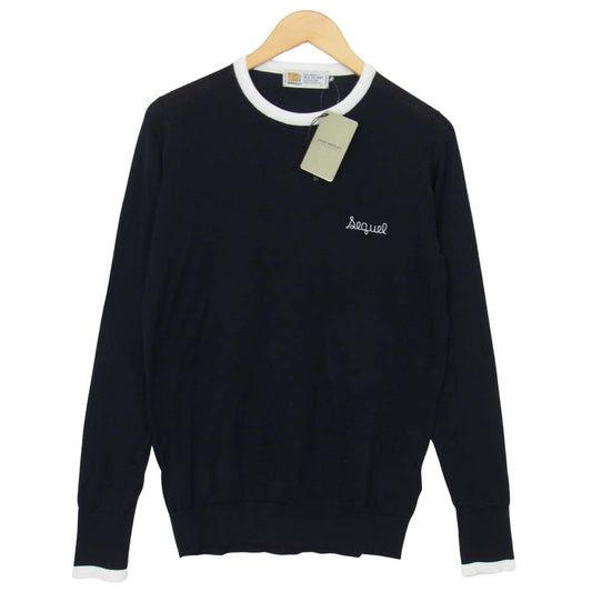 FRAGMENT DESIGN フラグメントデザイン x SEQUEL シークエル x JOHN SMEDLEY ジョンスメドレー FRGMT JS LH -S クルーネック ニット ネイビー ネイビー系 S【新古品】【未使用】【中古】