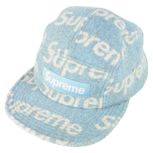 Supreme シュプリーム 18AW HARRIS TWEED ハリスツイード ウール スナップバック キャップ ライトブルー系【中古】
