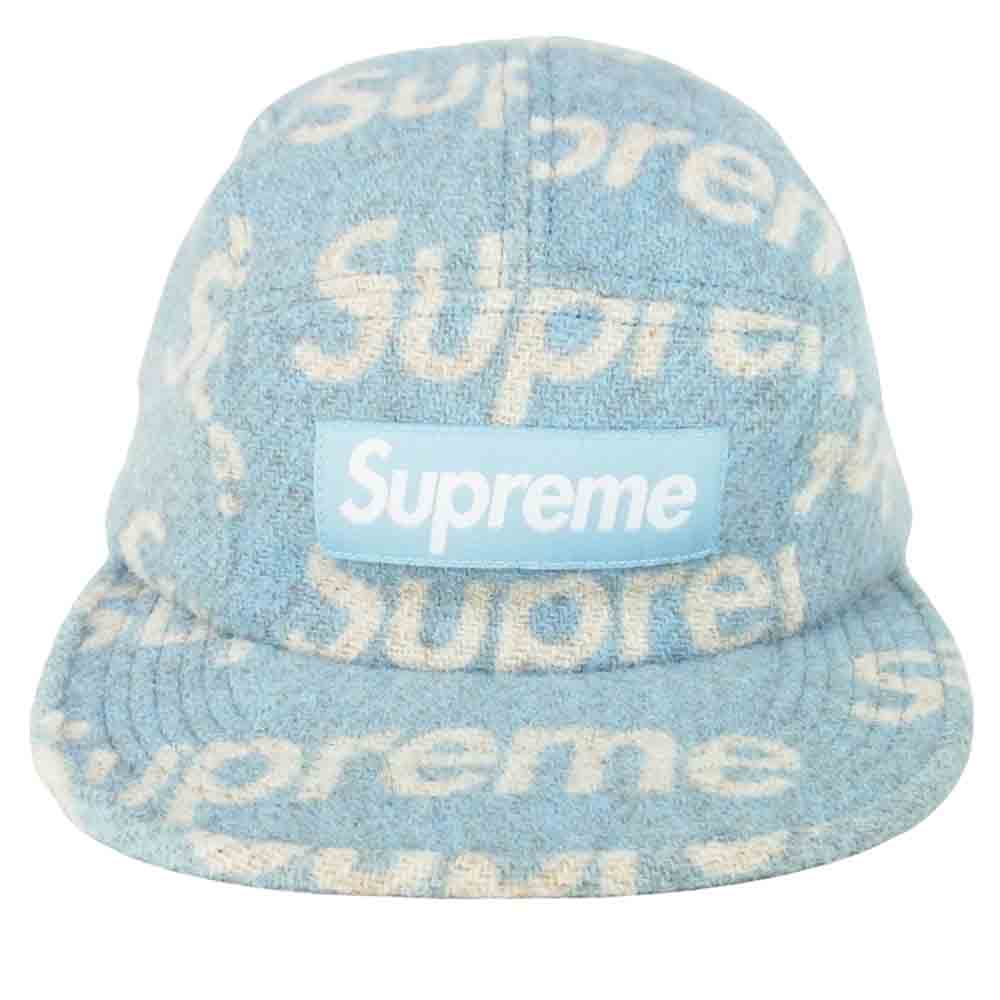 Supreme シュプリーム 18AW HARRIS TWEED ハリスツイード ウール スナップバック キャップ ライトブルー系【中古】