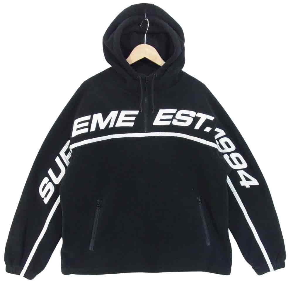 Supreme シュプリーム 19AW Polartec Half Zip Hooded Sweatshirt ポラーテック ハーフジップ フード パーカー ブラック系 M【中古】
