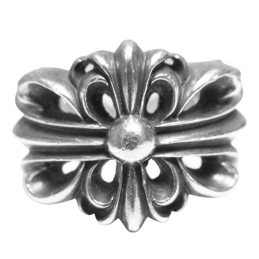 CHROME HEARTS クロムハーツ（原本有） DBL FLRL CRS ダブルフローラル クロス リング シルバー系 23.5号程度【中古】