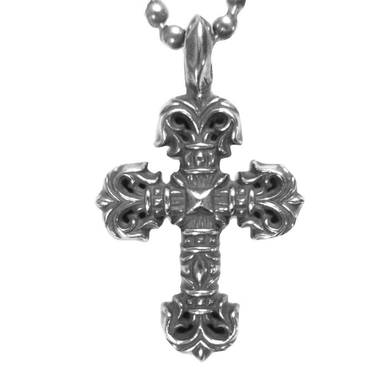 CHROME HEARTS クロムハーツ（原本有） FILIGREE CROSS フィリグリー クロス チャーム ボールチェーン ネックレス シルバー系【中古】