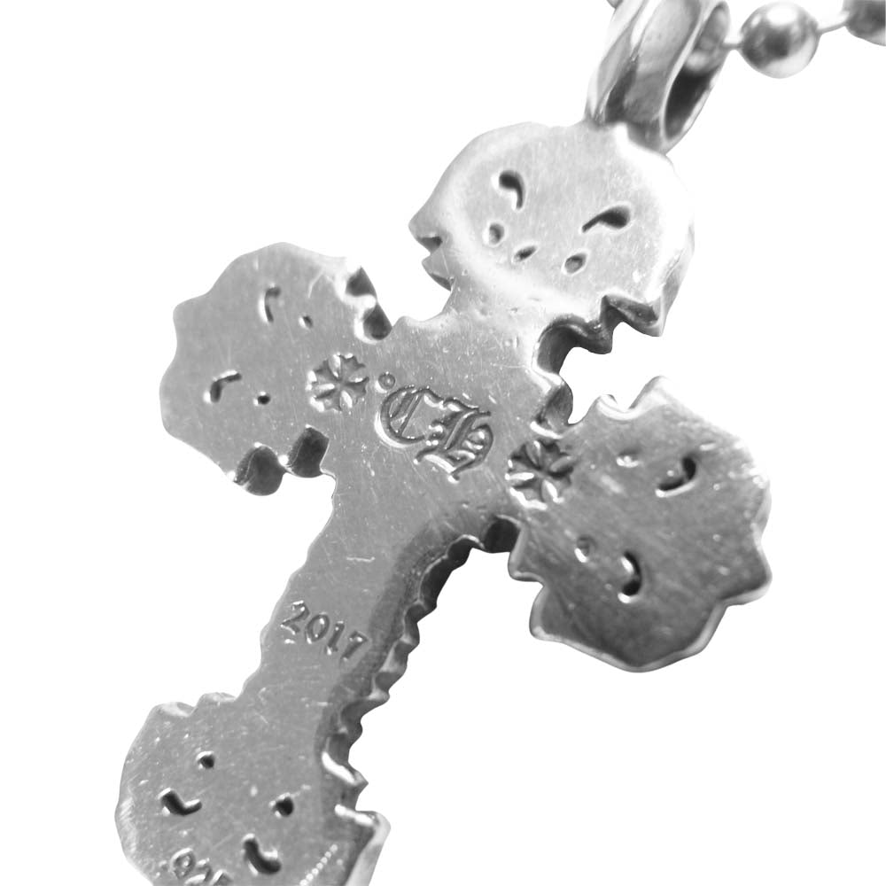 CHROME HEARTS クロムハーツ（原本有） FILIGREE CROSS フィリグリー クロス チャーム ボールチェーン ネックレス シルバー系【中古】