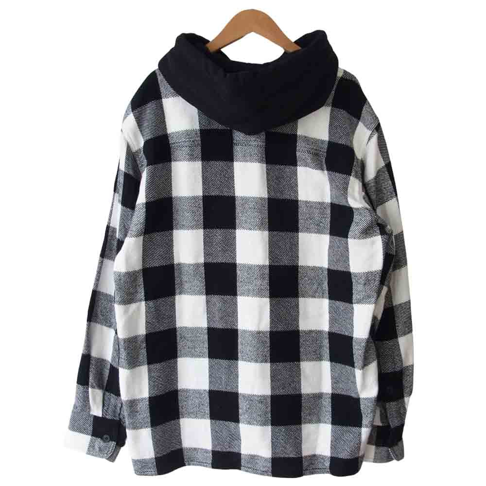 DESCENDANT ディセンダント 19SS 191TQDS-SHM01 SPICOLI HOODED SHIRT スピコリ フーデッド バッファロー チェック 長袖 シャツ 黒×白 M【新古品】【未使用】【中古】
