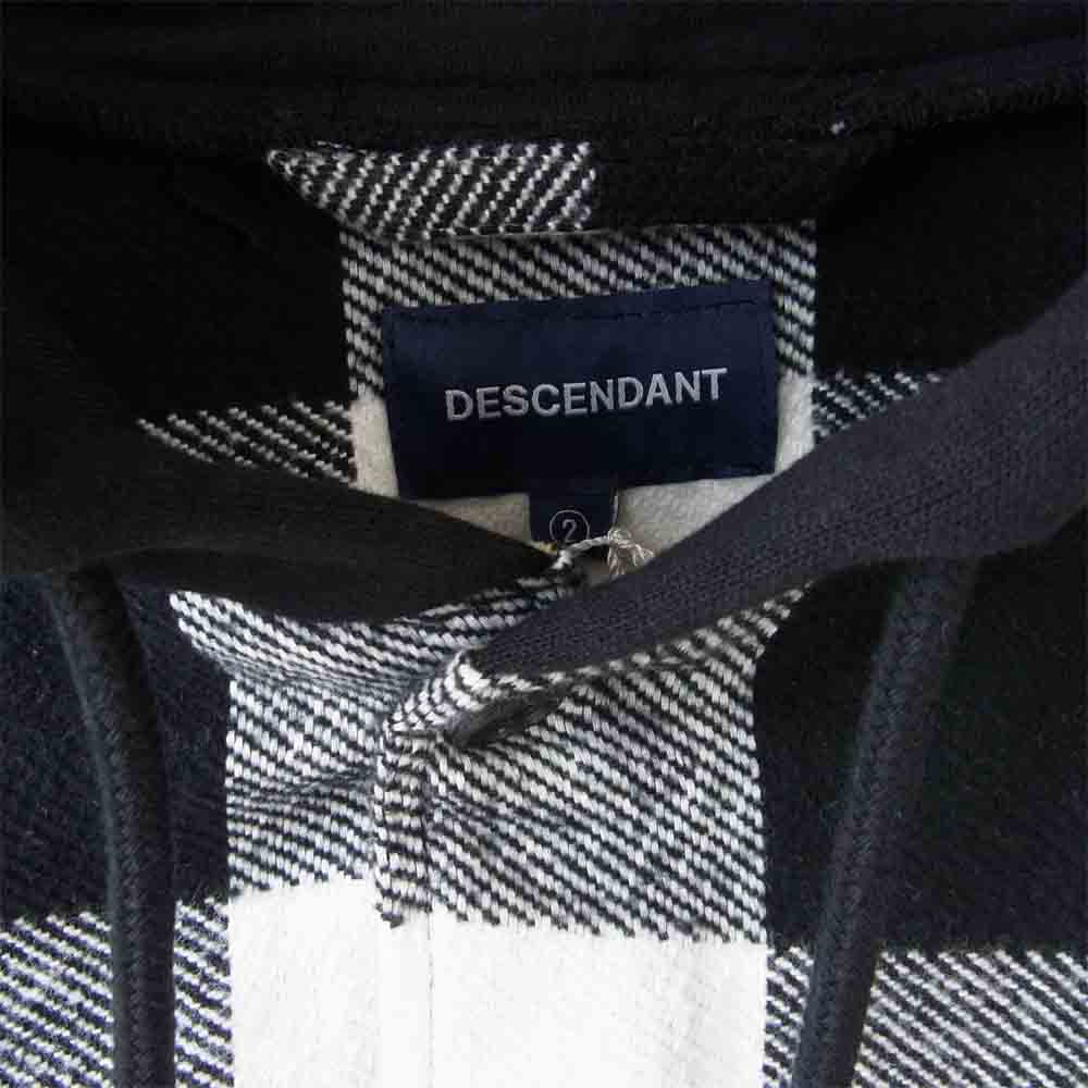 DESCENDANT ディセンダント 19SS 191TQDS-SHM01 SPICOLI HOODED SHIRT スピコリ フーデッド バッファロー チェック 長袖 シャツ 黒×白 M【新古品】【未使用】【中古】
