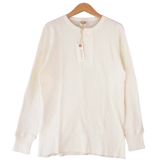 GLADHAND & Co. グラッドハンド GLADHAND-11 11 WAFFLE HENRY L/S T-SHIRTS ヘンリーネック ワッフル ロング Tシャツ ホワイト系 M【新古品】【未使用】【中古】