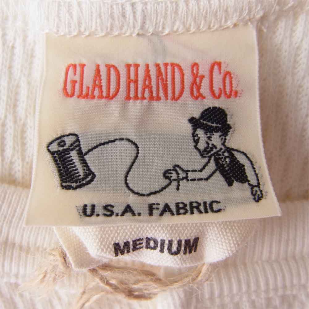 GLADHAND & Co. グラッドハンド GLADHAND-11 11 WAFFLE HENRY L/S T-SHIRTS ヘンリーネック ワッフル ロング Tシャツ ホワイト系 M【新古品】【未使用】【中古】