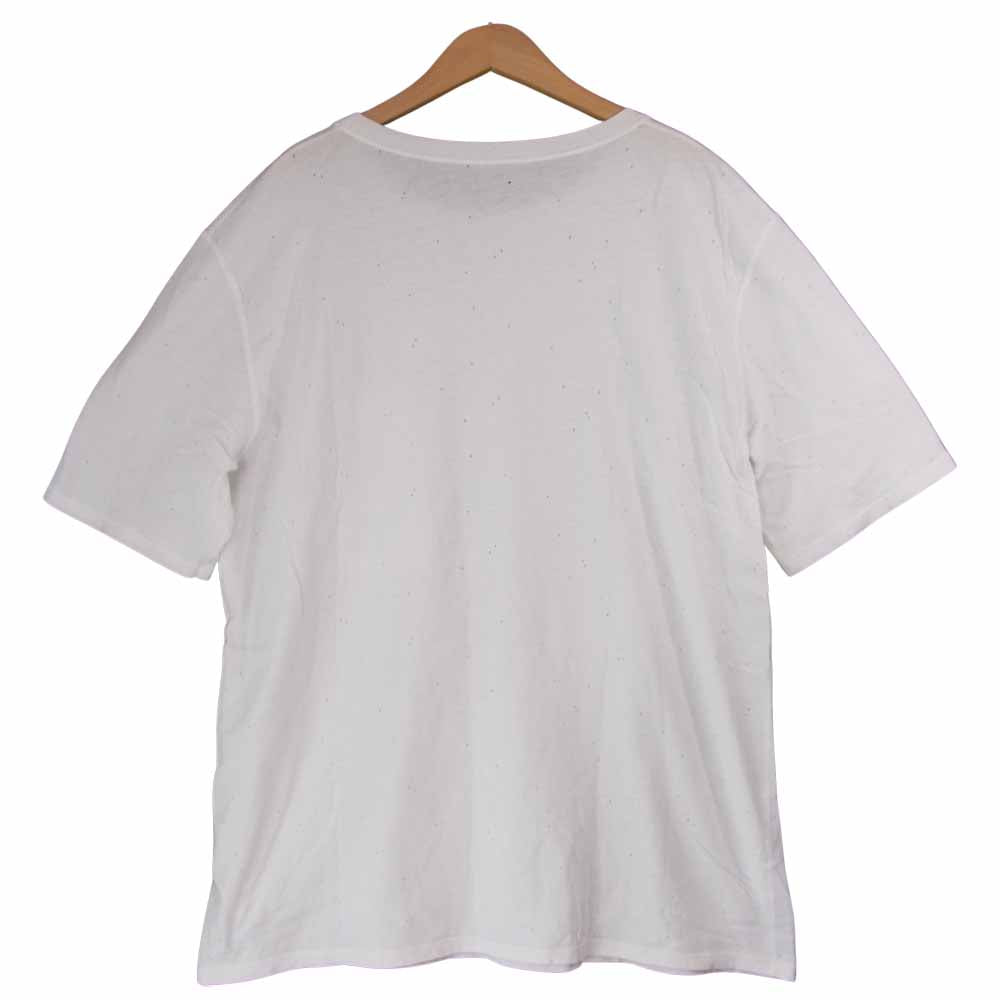 GUCCI グッチ 国内正規 408843 ダメージ加工 胸ポケット フラワー刺繍 半袖 Tシャツ ホワイト系 L【中古】