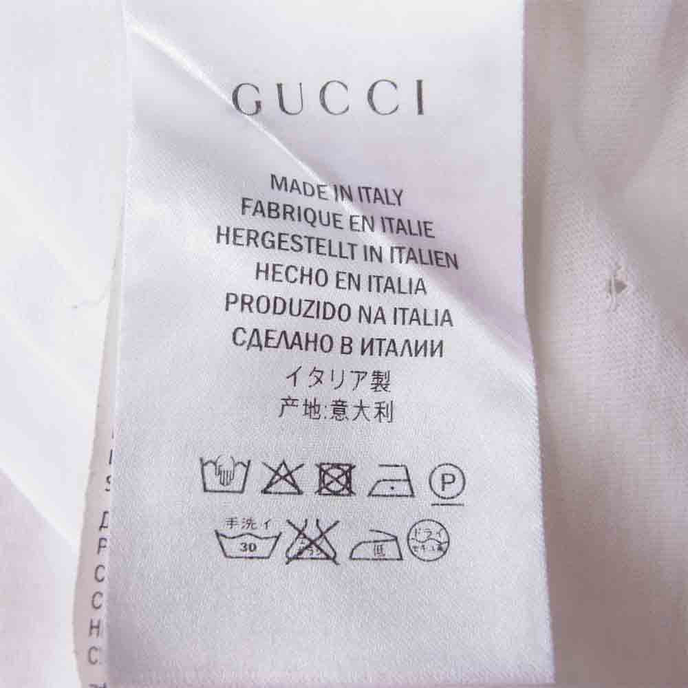 GUCCI グッチ 国内正規 408843 ダメージ加工 胸ポケット フラワー刺繍 半袖 Tシャツ ホワイト系 L【中古】