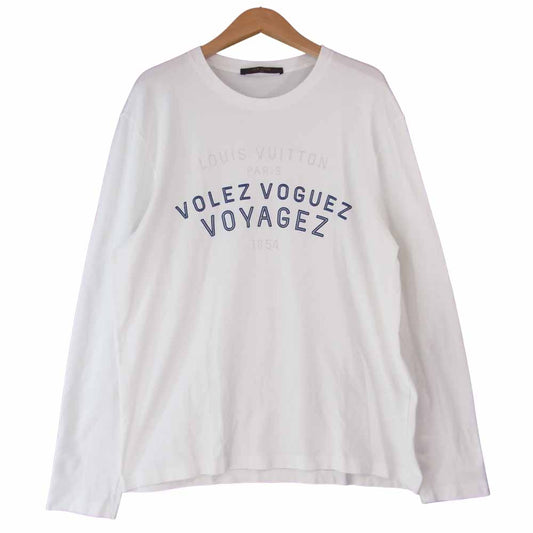 LOUIS VUITTON ルイ・ヴィトン 国内正規 VOLEZ VOGUEZ VOYAGEZ コットン 長袖 Tシャツ ホワイト系 L【中古】