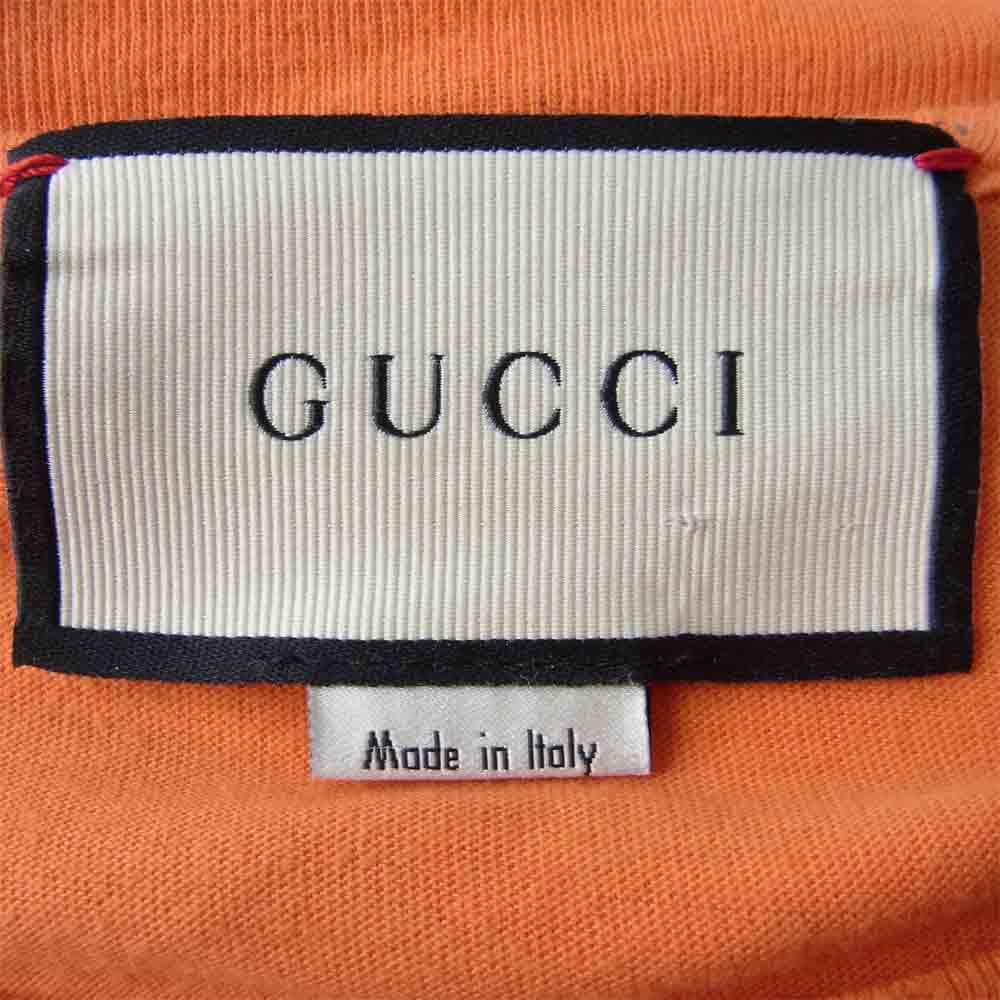 GUCCI グッチ 国内正規 ヴィンテージ加工 GGロゴ プリント Tシャツ オレンジ系 L【中古】