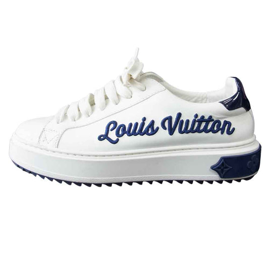 LOUIS VUITTON ルイ・ヴィトン ロゴ 刺繍 スニーカー 白×紺 36.5【中古】
