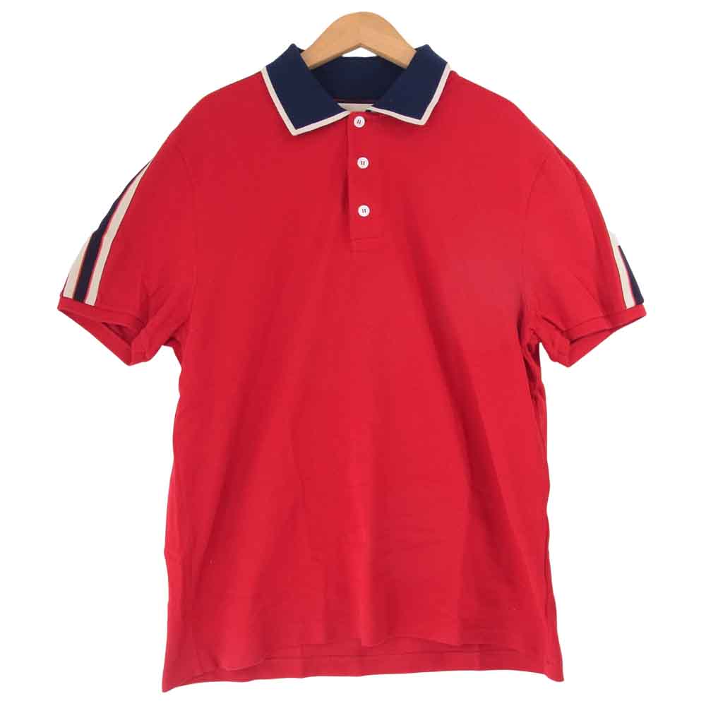 GUCCI グッチ 国内正規 18AW 500972 サイドライン コットン ポロシャツ レッド系 XL【中古】