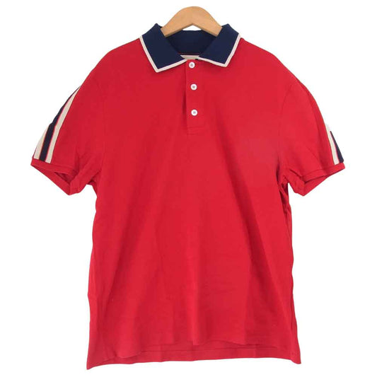 GUCCI グッチ 国内正規 18AW 500972 サイドライン コットン ポロシャツ レッド系 XL【中古】