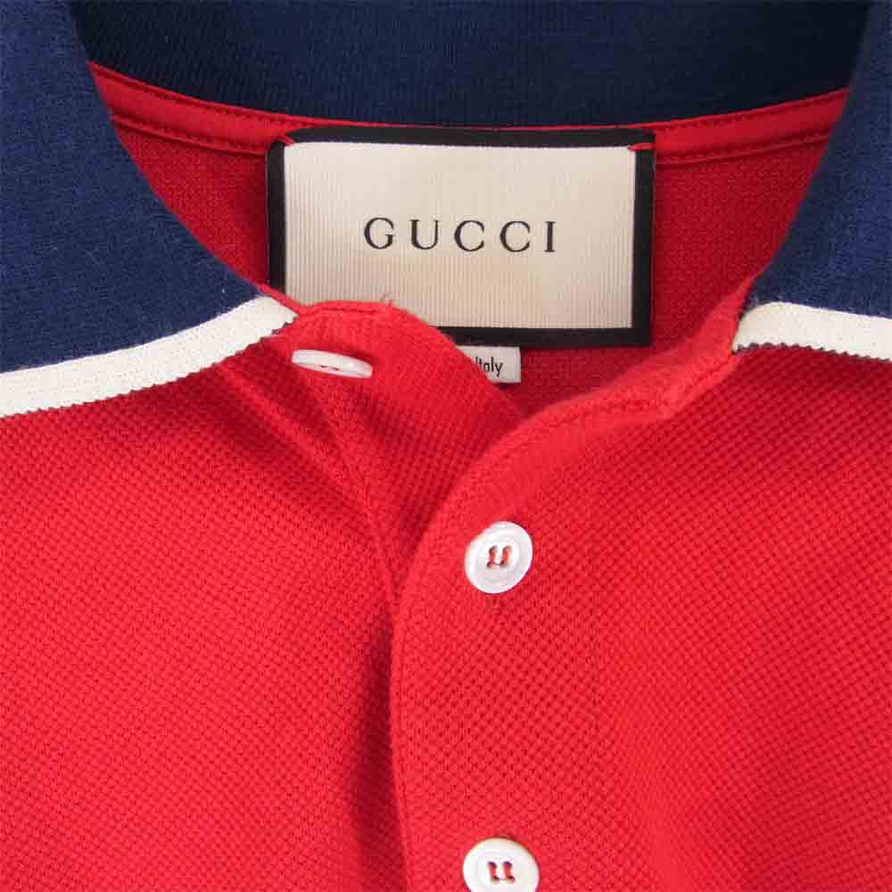 GUCCI グッチ 国内正規 18AW 500972 サイドライン コットン ポロシャツ レッド系 XL【中古】