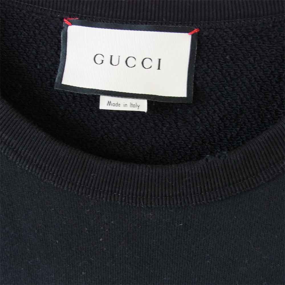 GUCCI グッチ 国内正規 ヴィンテージ加工 ロゴプリント クルーネック スウェット ブラック系 S【中古】