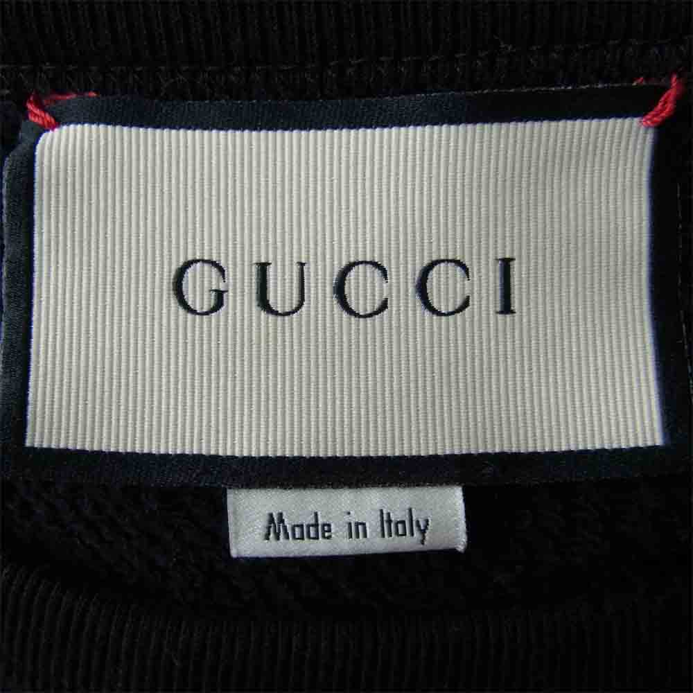 GUCCI グッチ 国内正規 ヴィンテージ加工 ロゴプリント クルーネック スウェット ブラック系 S【中古】