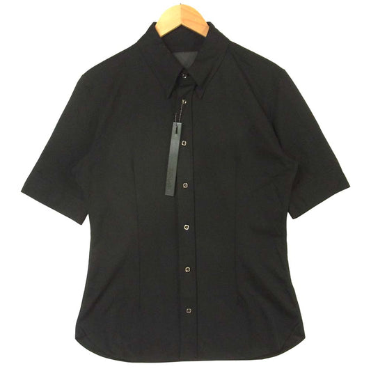 イサムカタヤマ バックラッシュ 1388-03 WRINKLE コットン ポリエステル シープレザー ストレッチ シワ加工 半袖 シャツ ブラック系 L【新古品】【未使用】【中古】