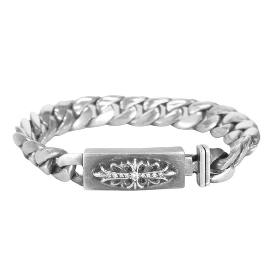 CHROME HEARTS クロムハーツ（原本無） ベイビー ID フローラルクロス ブレス ダイヤ シルバー系【中古】