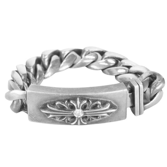 CHROME HEARTS クロムハーツ（原本無） ID FLORAL CRS ID フローラルクロス ID クラシックリンク ブレス 1ダイヤ シルバー系【中古】
