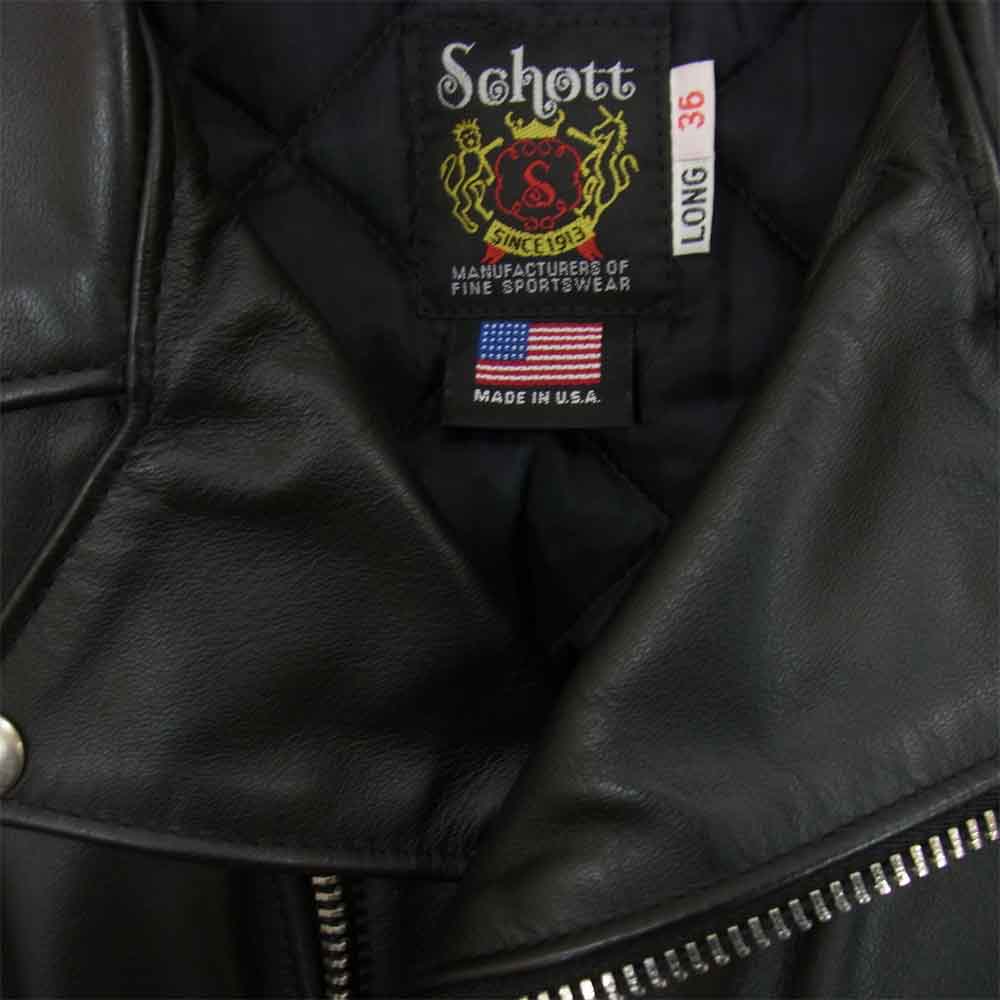 美品 schott 613UST /36/ブラック/7164/LONG/ライダースジャケット