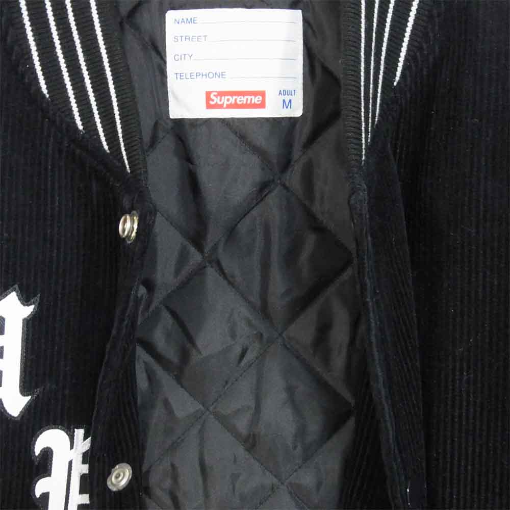 Supreme シュプリーム 18SS Old English Corduroy Varsity Jacket コーデュロイ バーシティ ジャケット ブラック系 M【中古】