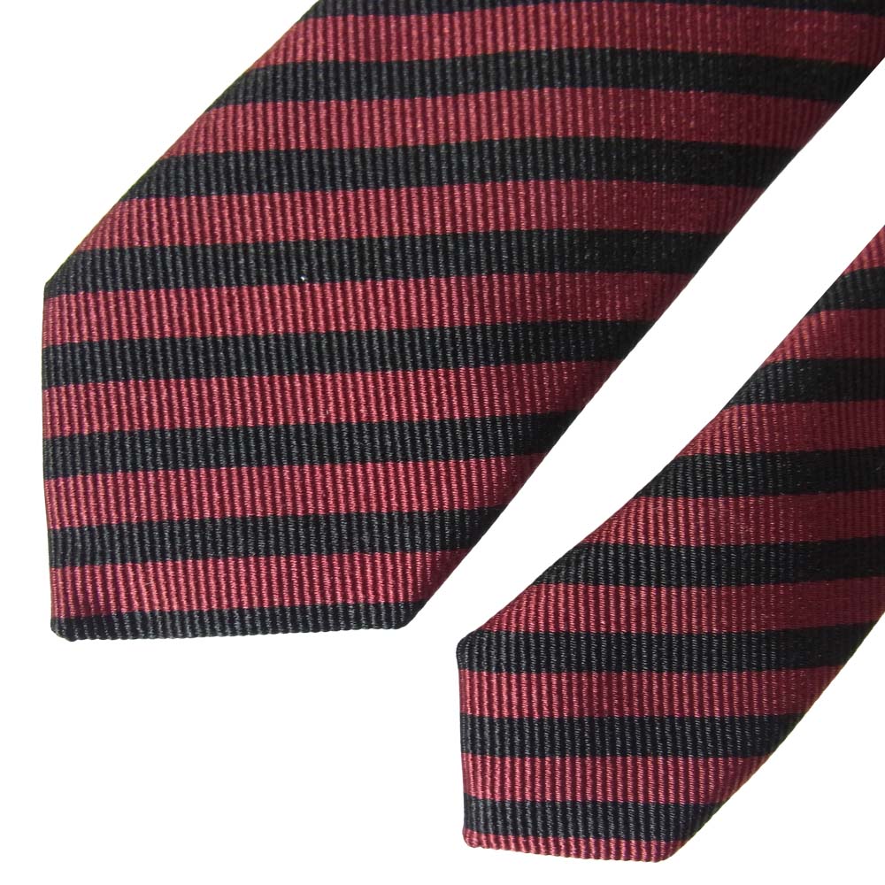 SAINT LAURENT サンローラン 557125 4Y009 6160 イタリア製 レジメンタル ネクタイ エンジ系【極上美品】【中古】